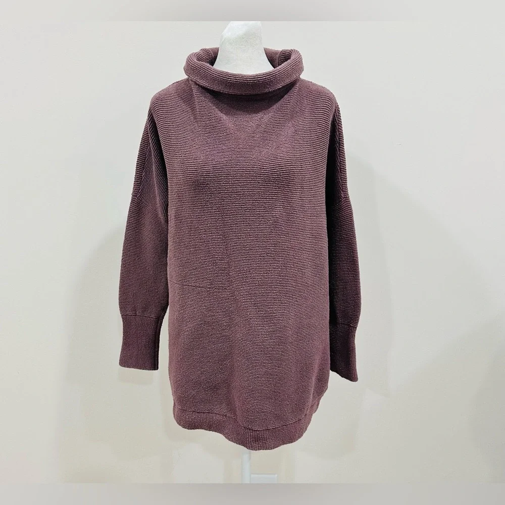 Free People Women’s knitted Nutmeg Ottoman Slouchy Tunic sweater Nutmeg Petite S